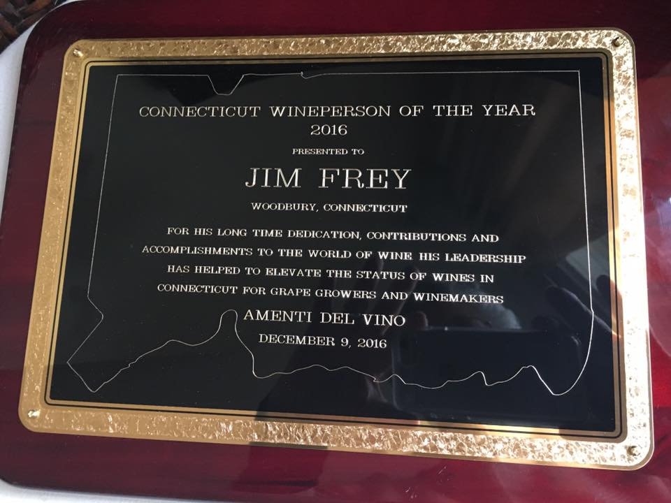 Amenti del Vino has named Jim Frey their Connecticut Wine Person Of The Year for 2016